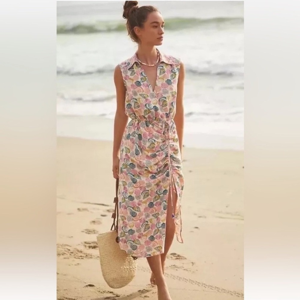 By Anthropologie Linen Blend Wrap Dress